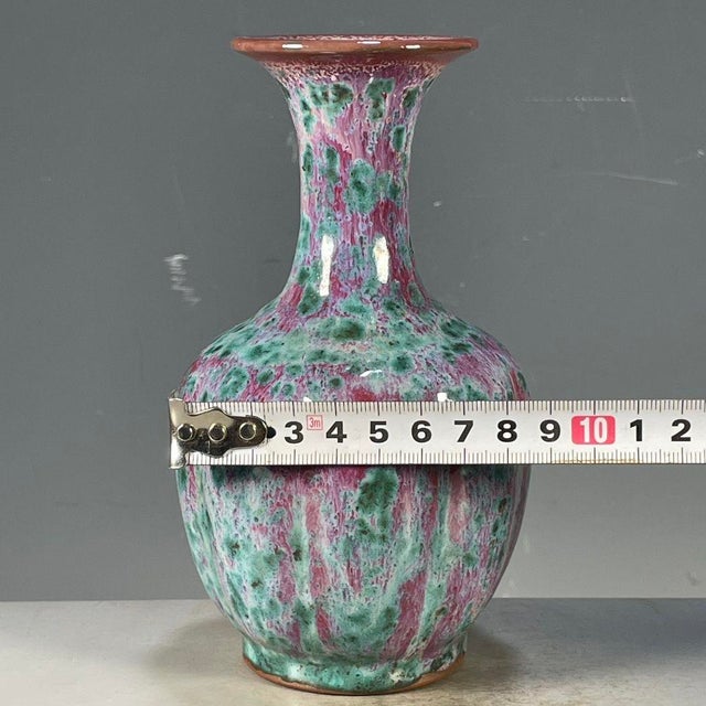 Chinese Vintage Chinese Jun-Style Flambe Glazed Faceted Vase For Sale - Image 3 of 8