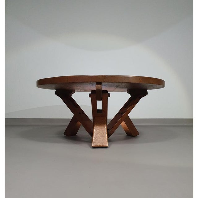 Height-Adjustable Round Coffee Table in Oak, 1960s For Sale - Image 17 of 18