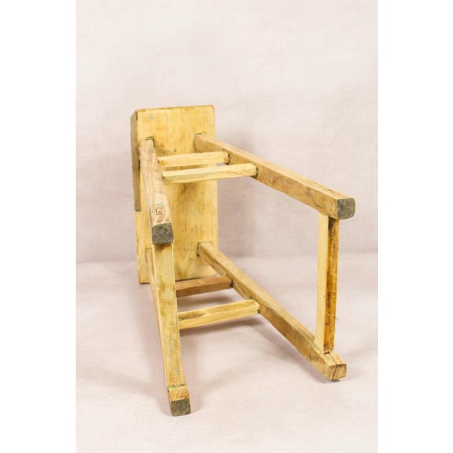 Vintage Rustic Stool in Elm For Sale - Image 4 of 5