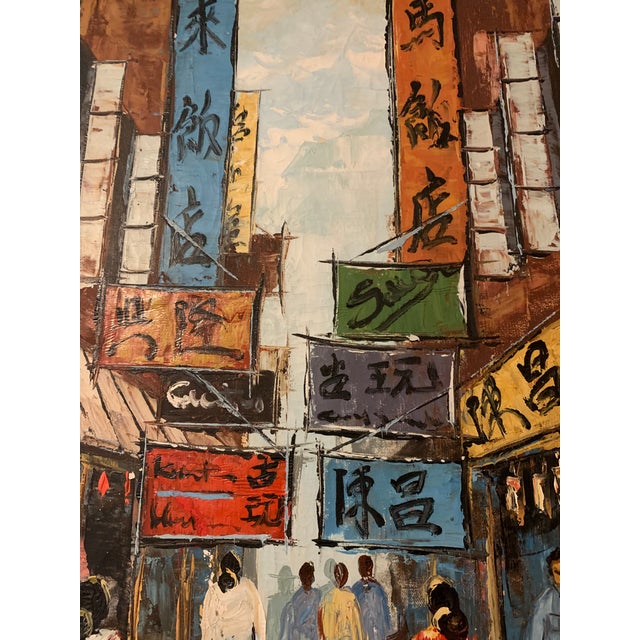 Late 20th Century Portraiture Oil Painting "l.a, Chinatown Back Alley" Signed Vargas For Sale - Image 4 of 6