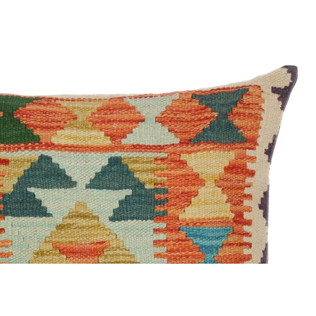 Abstract Boho Chic Turkish Vivien Hand Woven Kilim Throw Pillow For Sale - Image 3 of 5
