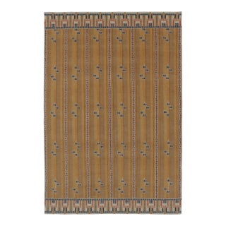 Rug & Kilim’s Scandinavian-Inspired Rug, “Marta Stripe” Design in Gold Tones For Sale