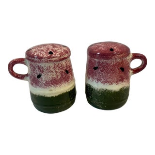 Vintage Watermelon Motif Salt and Pepper Shaker Set For Sale