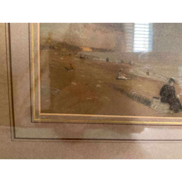 Coastal Beach Scene Pastel Tom Robert Way Attributed For Sale - Image 3 of 7