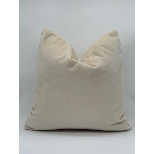 Traditional Cream Velvet Decorative Throw Pillow Cover For Sale - Image 3 of 5