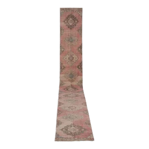 1960s Turkish Oushak Extra Long and Wide Runner - Stair Tread 2'8'' X 24'3''