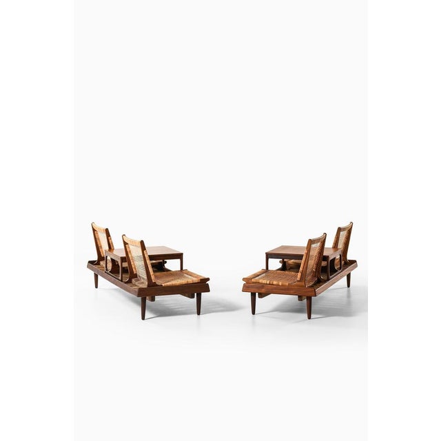 Gold Sofas in Cane and Teak by Hans Olsen, 1957, Set of 2 For Sale - Image 8 of 11