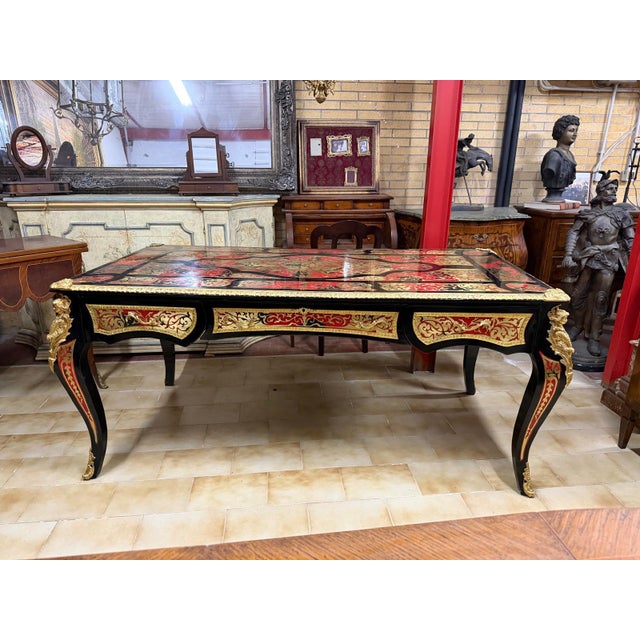 19th Century Boulle Writing Desk, France, 1890s For Sale - Image 4 of 7