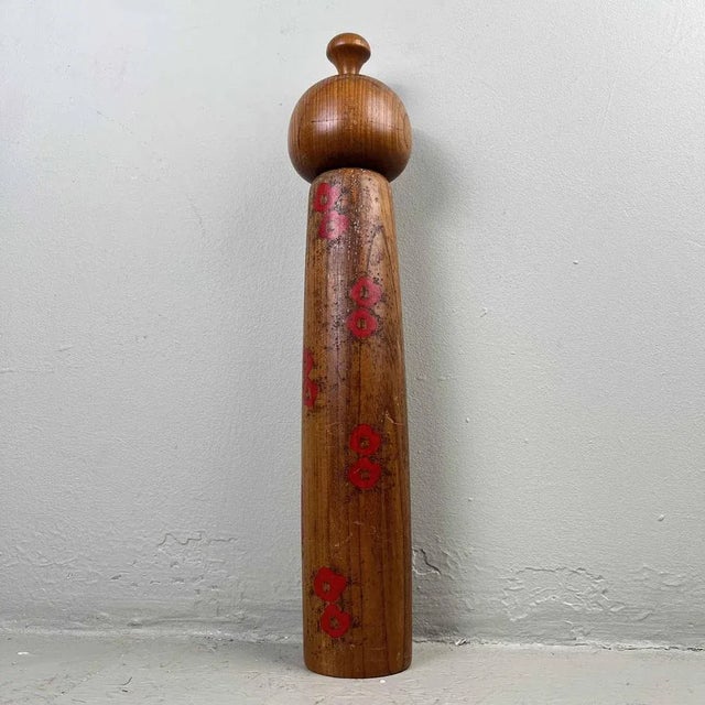 Dimensions: height 42 cm, diameter 9 cm. Kokeshi (こけし), are simple wooden Japanese dolls with no arms or legs that have...