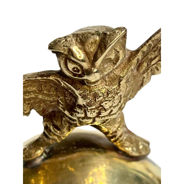 Vintage Hollywood Regency Brass Owl Napkin Rings – Set of 4 For Sale - Image 12 of 12