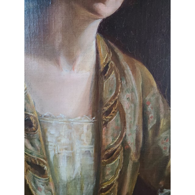 Carol Aus Antique 1910s Oil Painting Portrait of a Lady For Sale In Los Angeles - Image 6 of 18