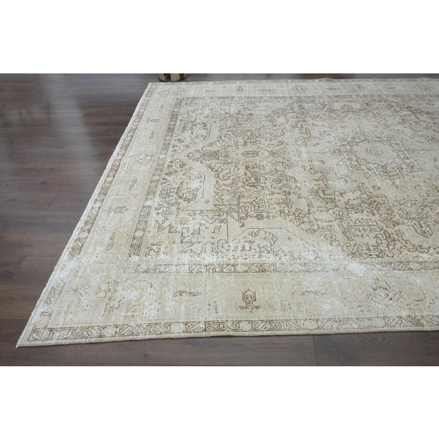 1970s Vintage Persian Handmade Wool Cotton Brown Area Rug For Sale - Image 11 of 11