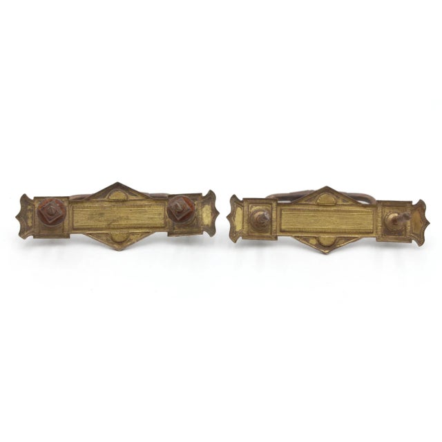 Mid 20th Century Pair of Mid 20th Century Traditional Pressed Brass Drawer Pulls For Sale - Image 5 of 5
