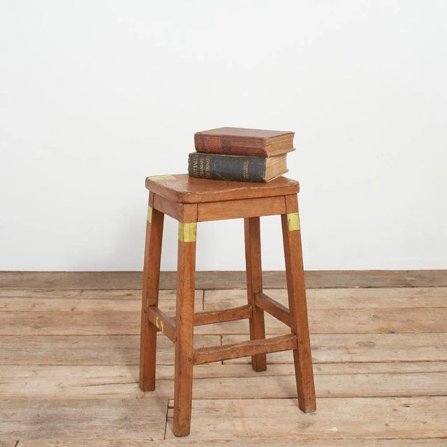 Mid Century Wooden School Lab Stool Fantastic original wooden lab stools salvaged from a school in Wales. Practical and...