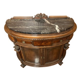 Early 20th Century Rockford Republic Furniture Co Demi-Lune Cabinet Credenza For Sale