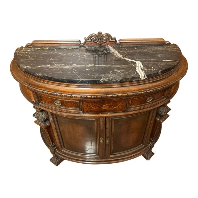 Early 20th Century Rockford Republic Furniture Co Demi-Lune Cabinet Credenza For Sale