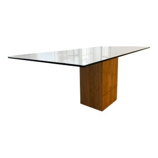 Vintage 1970s Travertine and Glass Dining Table For Sale