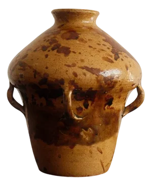 Glazed Earthenware Vase with Applied Handles