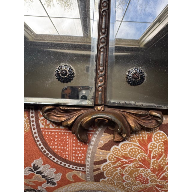 Vintage French or Italian Venetian Art Deco, Horizontal Wall Mirror For Sale - Image 4 of 9