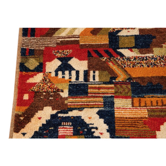 Vintage Moroccan Handmade Allover Motif Multicolor Wool Rug For Sale - Image 4 of 12