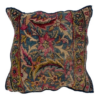 Pillow W/ Antique Persian Rug Fragment , 1'5" X 1'5" For Sale