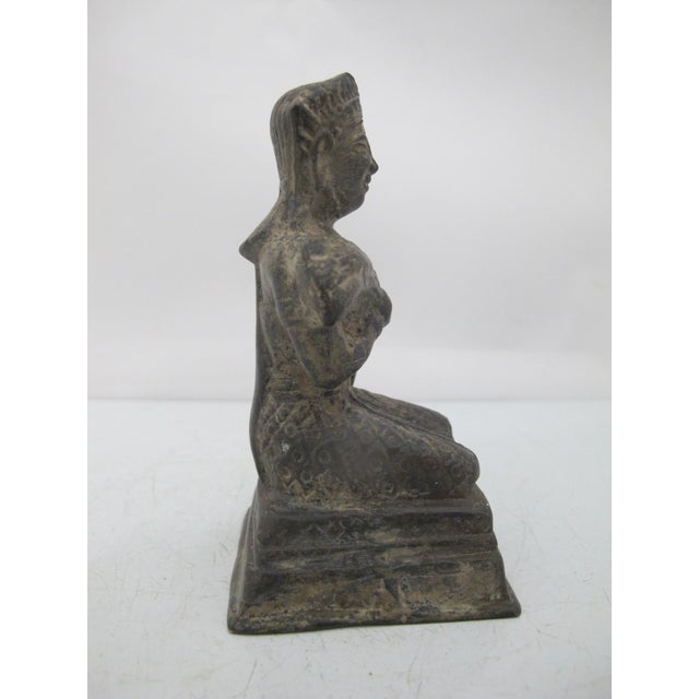 Figurative Thai Antique Bronze Phra Mae Phosop Rice Goddess Buddhist Statue Figurine For Sale - Image 3 of 9