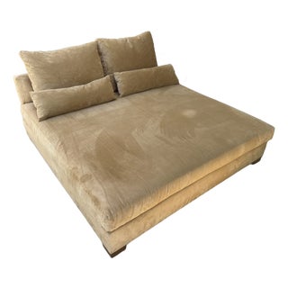 Custom Camel Microsuede Square Daybed or Double Chaise Lounge With Down Pillows For Sale