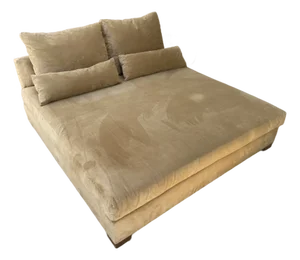 Custom Camel Microsuede Square Daybed or Double Chaise Lounge With Down Pillows