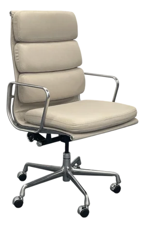Eames for Herman Miller Soft Pad Executive Chair Ea437 in Buff Pebble Weave (2022)