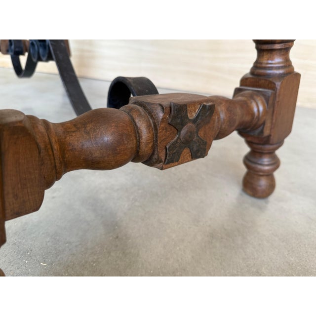 Mid 20th Century 20th Century Spanish Console Fold Out Farm Table with Wood Stretcher For Sale - Image 5 of 18