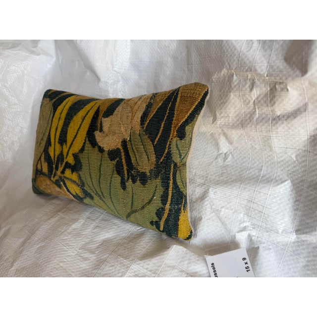 Renaissance 16th Century Antique Brussels Verdure Tapestry Fragment Pillow For Sale - Image 3 of 7