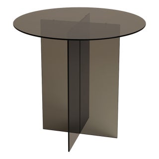 Round Dining Table in Smoked Glass by Lebanto For Sale