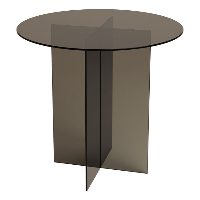 Round Dining Table in Smoked Glass by Lebanto For Sale