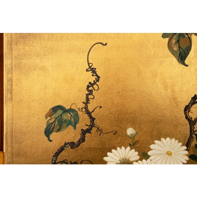 1960s Large Shōwa Era Japanese Byobu Screen "Chrysanthemums" For Sale - Image 12 of 18