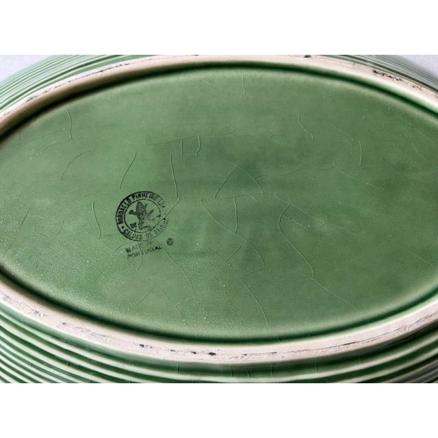Vintage Bordallo Pinheiro Green Basketweave Serving Dish For Sale In Austin - Image 6 of 7