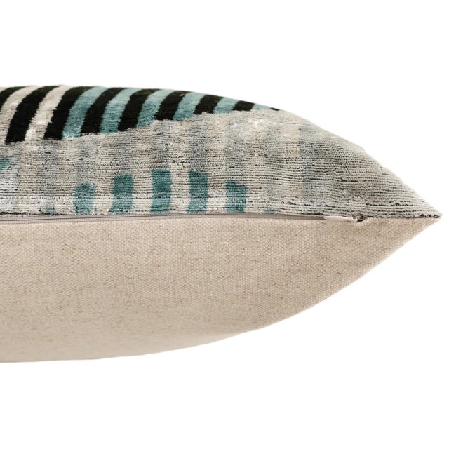 Handmade Geometric Silk Velvet Lumbar Pillow 20x20 Inch For Sale In San Francisco - Image 6 of 8