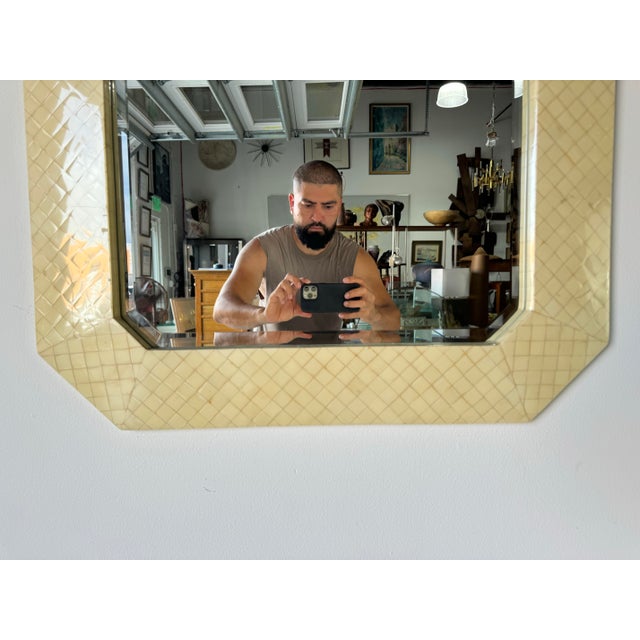 Vintage Enrique Garcel Tessellated Bone Wall Mirror/ Sold For Sale - Image 10 of 12