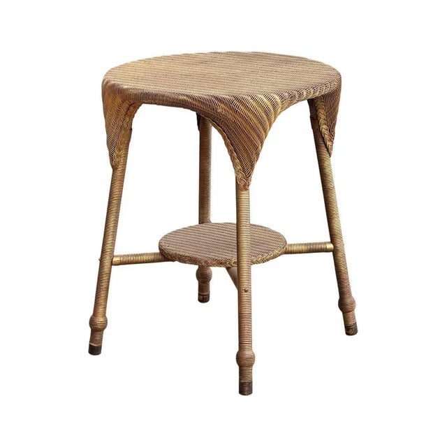 English 2-Tier Occasional Table with Brass-Capped Feet attributed to Lloyd Loom, 1930s For Sale - Image 9 of 12