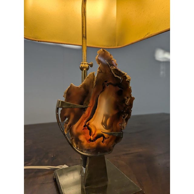 Agate and Brass Table Lamp For Sale - Image 3 of 6