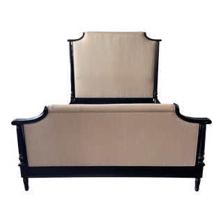 St. George Upholstered and Wood Queen Bed Frame by Lewis Mittman For Sale