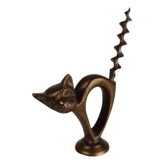 Vintage Sculptural Bronze Cat Corkscrew, 1950s For Sale