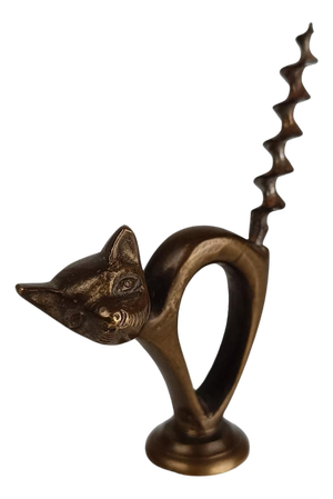 Vintage Sculptural Bronze Cat Corkscrew, 1950s