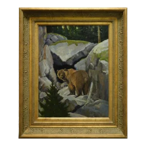 John Demott "Before the Big Sleep" Original Oil Painting on Canvas Hand Signed Framed Bear