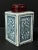 Late 19th Century Chinese Art Blue and White Porcelain Tea Caddy Floral Design with Wooden Cover AGES: Late 19th Century...