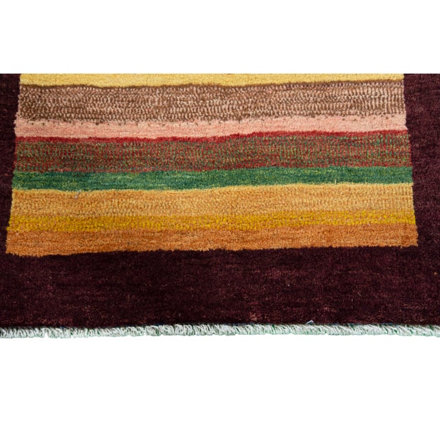 Hand-Knotted Gabbeh Rug with Stripes For Sale - Image 6 of 10