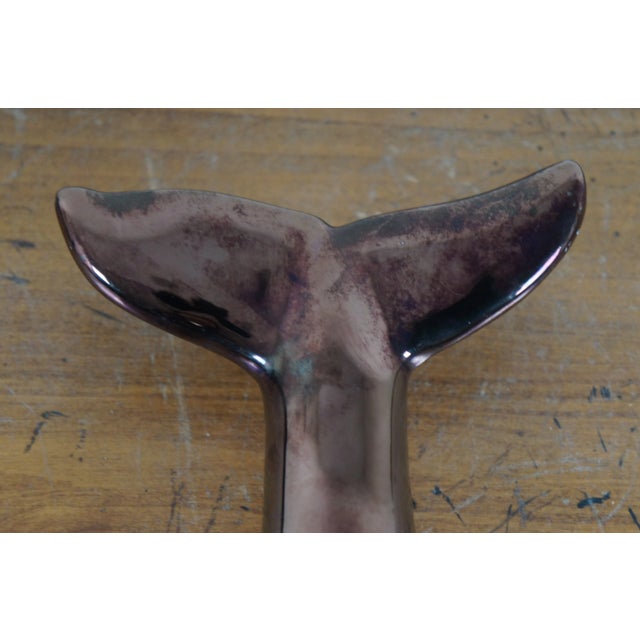 Vintage Iridescent Metallic Bronze Finish Porcelain Dolphin Figurine Sculpture For Sale - Image 11 of 12