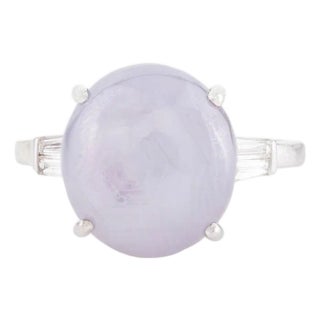 8.5ct Cabochon Star Sapphire & Baguette Diamond Cocktail Ring Size 5.5 in 14k Gold For Sale