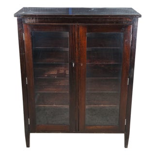 Antique Novelty Wood Works Co. Mission Style Mahogany Bookcase Display Cabinet For Sale