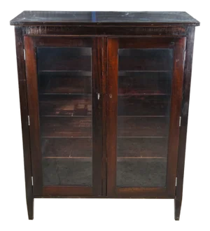 Antique Novelty Wood Works Co. Mission Style Mahogany Bookcase Display Cabinet