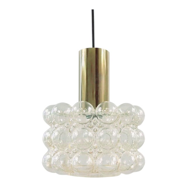 Mid-century ceiling lamp/pendant by Helena Tynell for Limburg (Germany, 1960s). The hand blown bubble glass shade (very...